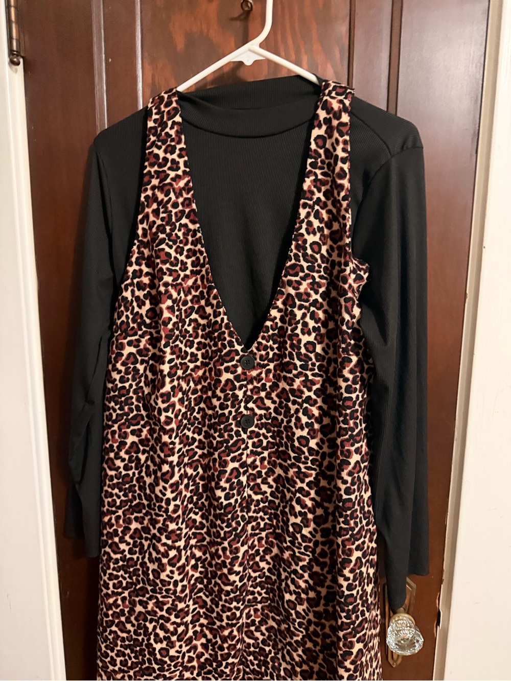 Leopard Print V-Neck Sleeveless Dress Top - Black Layering Tee Included